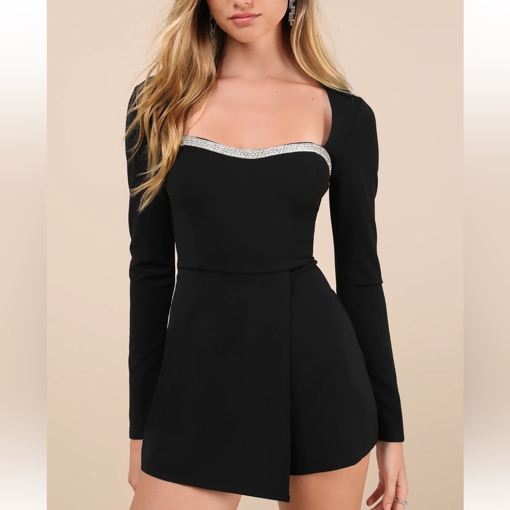Lulus Rhinestone Trim Skort Romper